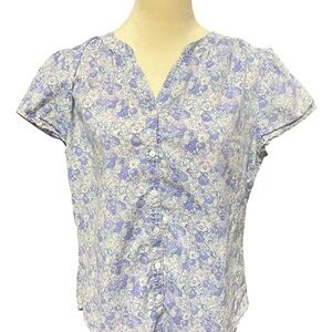 L.L. Bean Lavender Floral Button-Up Blouse
